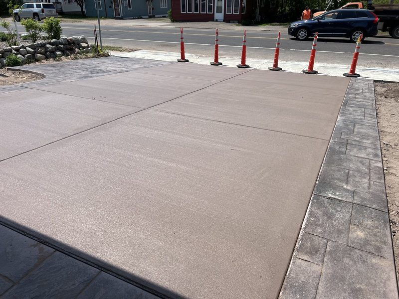 Brown colored stamped driveway