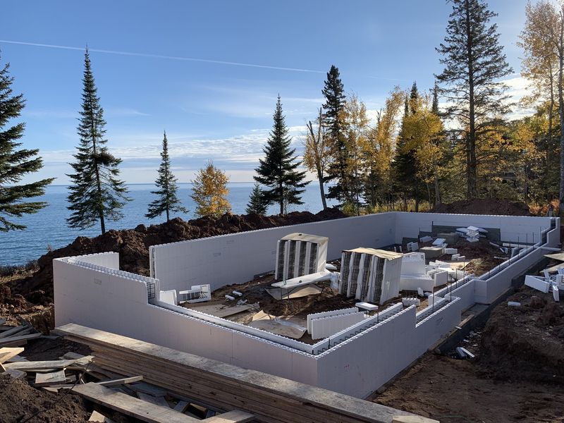 ICF foundation overlooking Lake Superior in fall